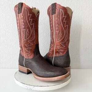 NEW Rod Patrick Mens Cowboy Boots 12.5C Brown Shark Leather Western Square Toe